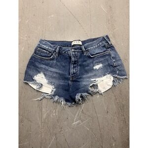 We The Free Women's Denim Cut-Off Shorts Size 28 Waist Blue Free People Boho